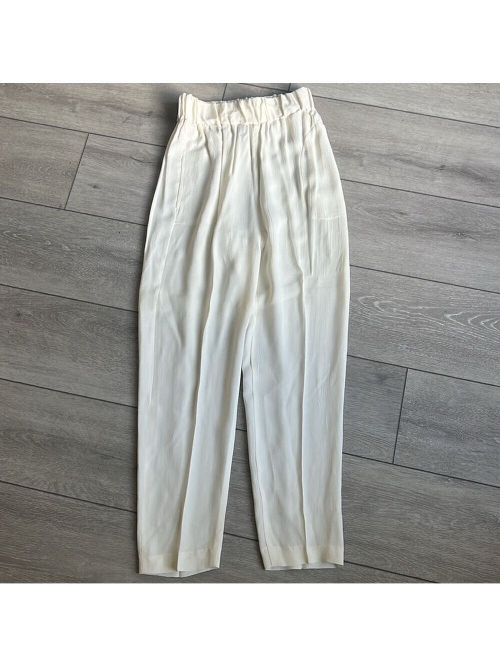 Herve Ledge White High-Waisted rayonTrousers with Paper-Bag Waist size 6